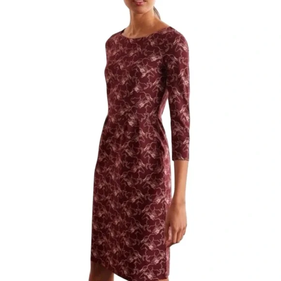Boden Penny Dress Wild Horse Print Sheath Pencil Knee Length 3/4 Sleeve Red 6R - Picture 2 of 12